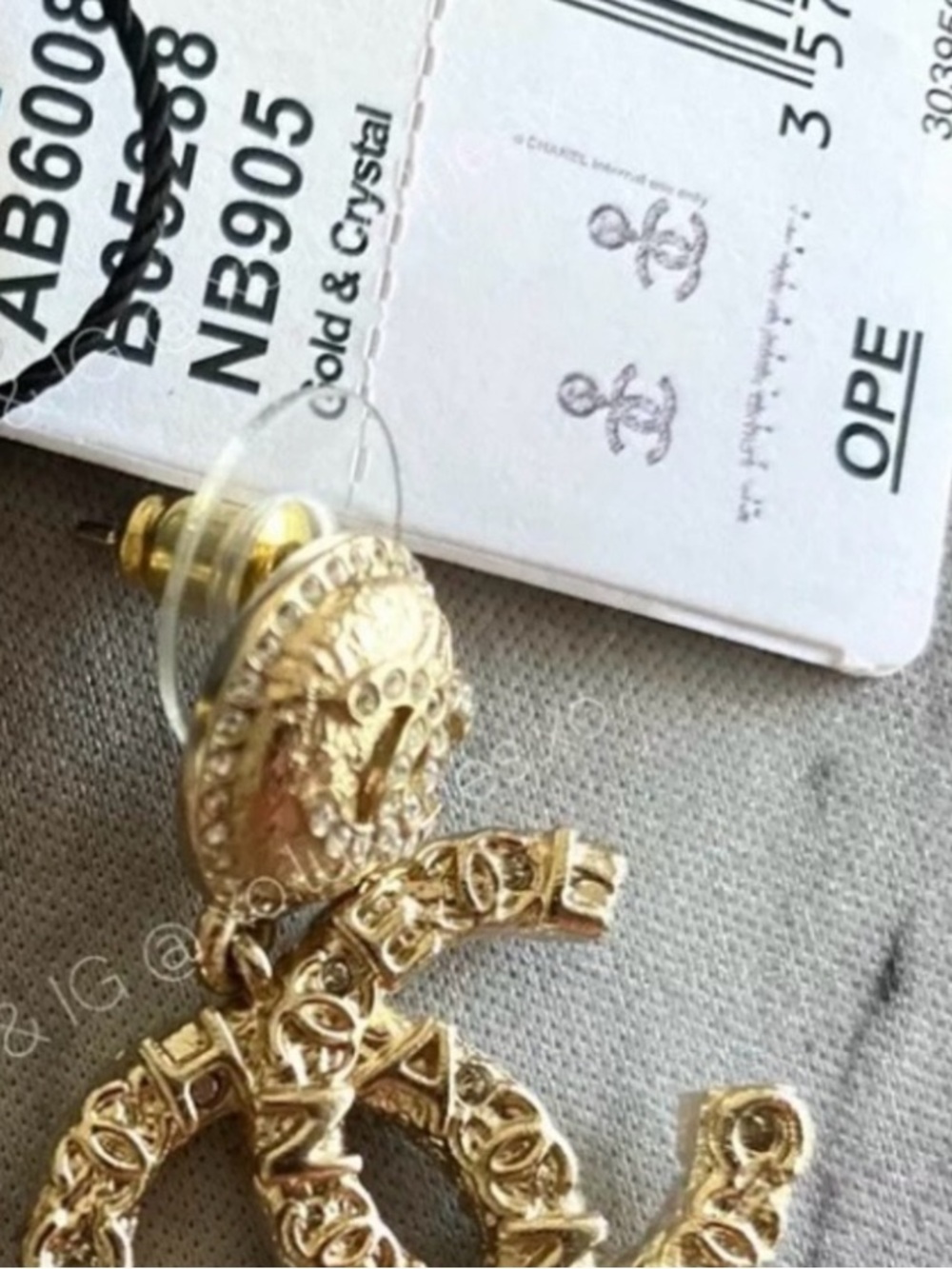 CHANEL Gold CC Drop Earrings with Crystal Accents - Gold - Picture 5 of 8